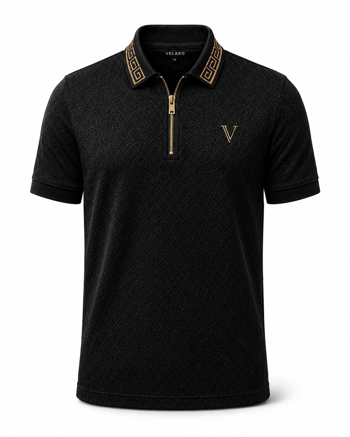Áo Polo Nam Cao Cấp VELARO IMPERIAL SIGNATURE – Dệt Nổi Toàn Thân, Khóa Kéo Mạ Vàng